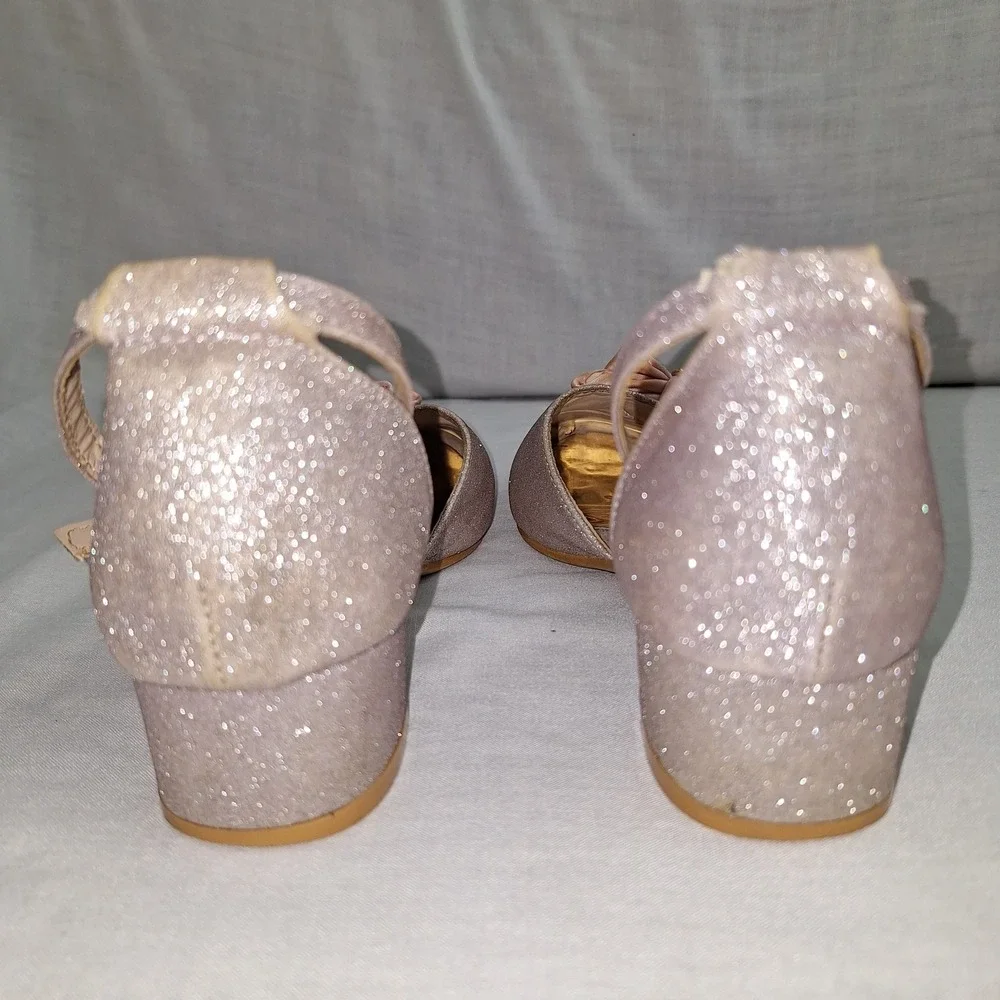 Badgley Mischka Pink Champagne 1 Glitter Bow Dress Heel Girls BM00016 Glittery